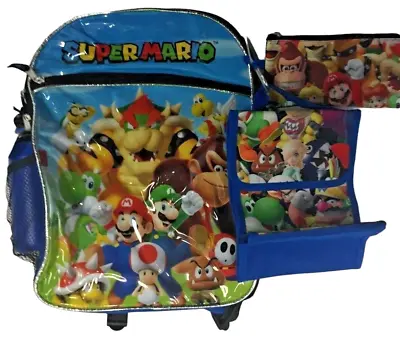 Super Mario Brothers YOUTH 16  Backpack Lunch Bag Water Bottle 5 Piece Set • $24.95