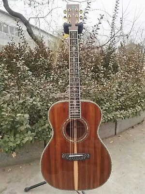 All Koa Wood 40 Inches OM Type Acoustic Guitar Abalone Inalys Ebony Fingerboard • $459