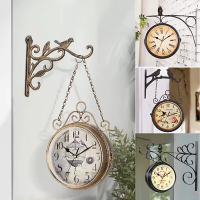 £12.95 • Buy Rustic In/Outdoor Paddington Station Wall Clock Double Sided Garden Bracket