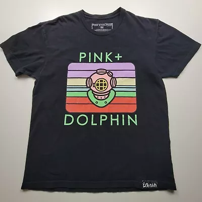 Pink Dolphin Clothing Mens Shirt Medium Black Graphic Tee Diver Ocean Sea Life M • $2.99