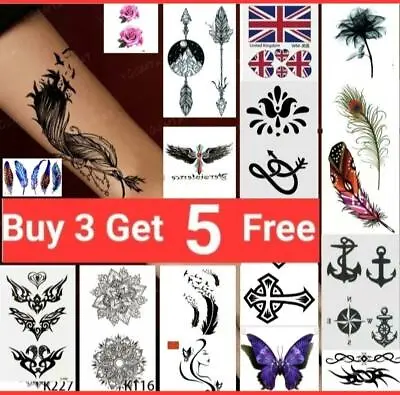 Temporary Tattoos Stickers Women Men Body Art Stickers Multi-style • £1.99