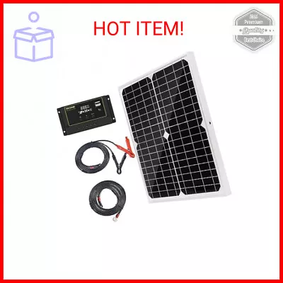 Topsolar Solar Panel Kit 20W 12V Monocrystalline With 10A Solar Charge Controlle • $43.29