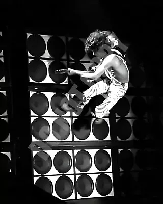 Eddie Van Halen Jumping At Speakers During Concert 8x10 Photo • $11.99