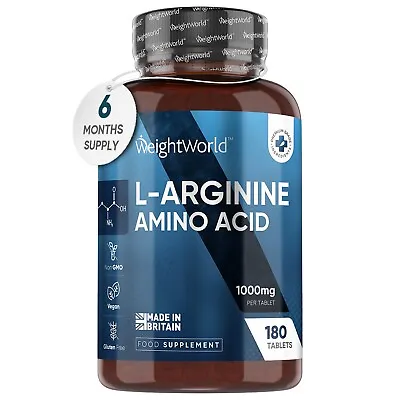 L Arginine - 180 Amino Acid Tablets - 1000mg Pure L Arginine - Muscle Growth • £17.99