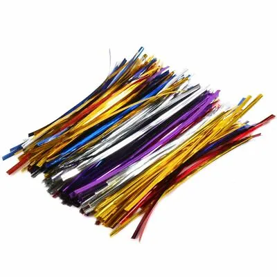 Metallic Twist Ties Plastic Wire Cable Party Gift Sandwich Treat Cellophane Bags • £2.99