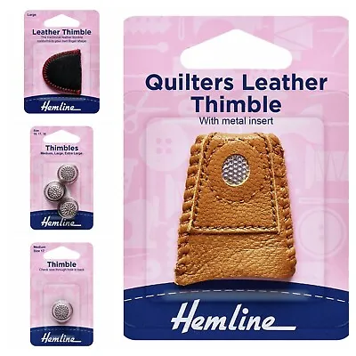HEMLINE Sewing Thimbles - Leather Metal For Darning & Quilting • £3.55