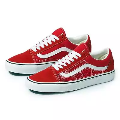 Vans Red Old Skool X Red Bandana Pattern Custom Handmade Shoes By Patch Collecti • $303.75