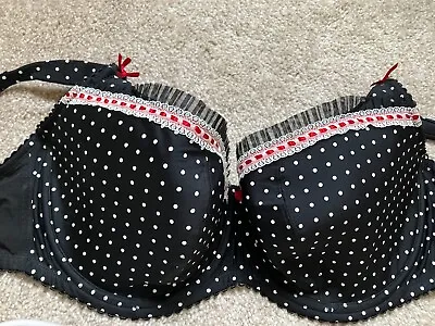 M&S Black Spotty Ceriso Underwired Bra Size 32G • £5.99