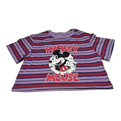 Disney Women’s Mickey Mouse Crop Top Size Medium M Stripe Disneyland Parks JRs • $12.87