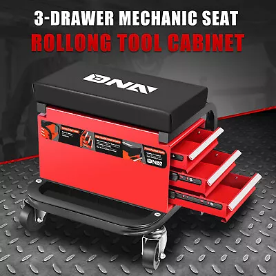 3-Drawer Rolling Creeper Seat Garage Shop Mechanic Stool W/ Tray & Storage Slots • $83.99