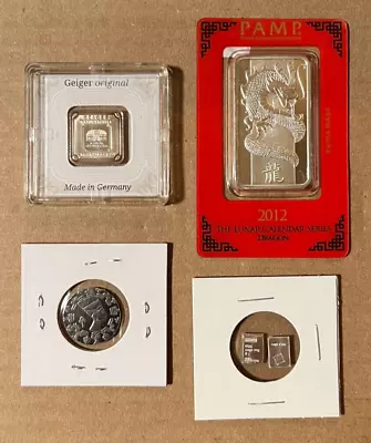 1oz Year Of The Dragon 2012 Pamp Bar & 5g Geiger Bar In Assay & 5+ More Grams. • $70