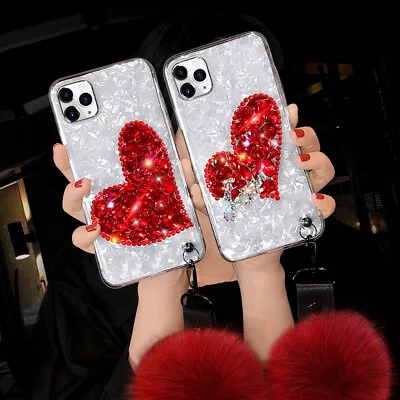 For Samsung S23 S22 S21 S20 S9 Note20/10/9 Luxury Bling Diamond Plush Strap Case • $16.95