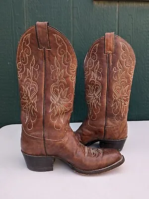 Vintage JUSTIN Men's Cowboy Boots  Leather WESTERN Rodeo 6C 48948 L4137 • $44.99