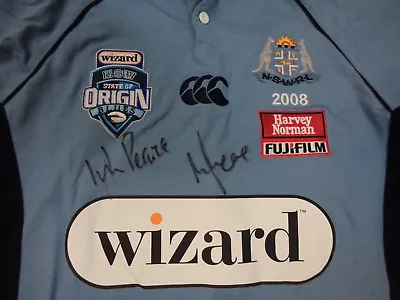 $300 • Buy #zz. 2008 Nsw Origin Rugby League  Jersey, Wayne & Mitchell Pearce Signed