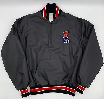 VTG 90s Miami Heat All Star Voting Sweatshirt Sz L Black Red Nylon Bomber Jacket • $46.71