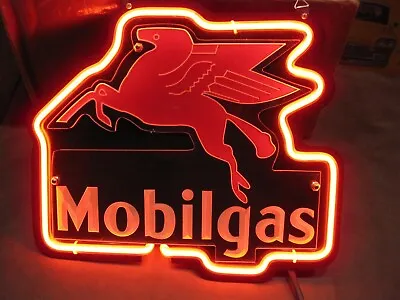 Mobilgas Mobll Gas Oil Gasoline Pegasus 3D Carved 14  Neon Light Sign Lamp Decor • $79.78