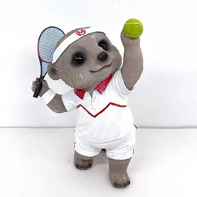 Tennis Player Meerkat Resin Ornament. Sport Mascot Figurine Collectible :H3 • £10.39