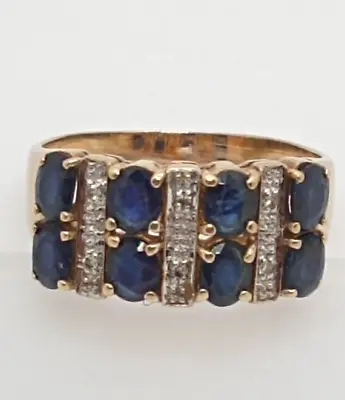 9ct Gold Ring Sapphire And Diamond Gemstones UK Ring Size V - 9ct Yellow Gold • $935.33