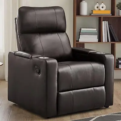 Modern Home Theater Fully Padded PU Leather Recliner TV Chair USB Ports Storage • $359.92