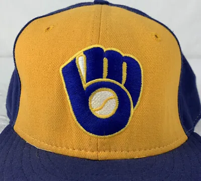 Vintage Milwaukee Brewers Fitted Hat New Era MLB Baseball Cap USA Size 7 1/2 • $34.99