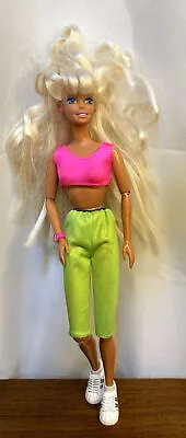 Tan Barbie Doll 1976 80s Outfit Neon Pink Green Accessories  • $19.99