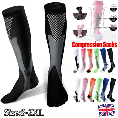 Compression Socks Medical Varicose Veins Nylon Calf Socks For Sport Fitness • £3.54