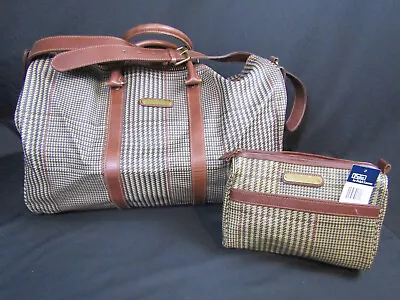 Nwt Polo Ralph Lauren  Set  Travel Duffle & Bag Houndstooth Brown Leather/canvas • $500