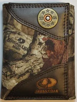 ZEP PRO 12 Gauge Shot Gun Shell MOSSY OAK Camo Trifold Wallet TIN BOX • $44