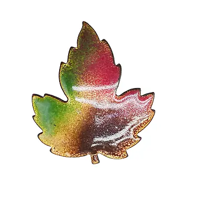 Multicolor Enamel On Copper Maple Leaf Brooch Pin Vintage Fall Autumn • $19.99