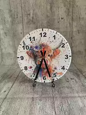 Highland Cow Design MDF Clock Decoupaged • £16