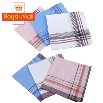 12Pcs Mens Handkerchiefs Gents Hankies Cotton Hankerchiefs Hanky Gift 3 Colour W • £5.17