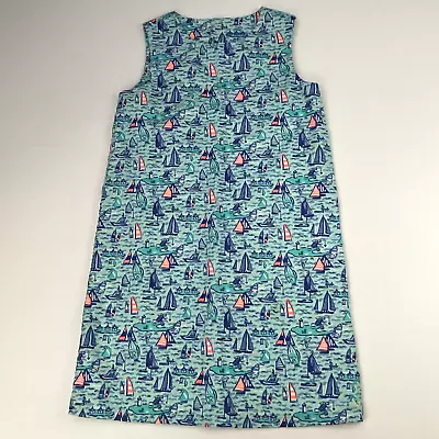 Vineyard Vines Dress Girl 8 Shift Knee Length Sleeveless Sail Boat Pampanga Core • $19.77