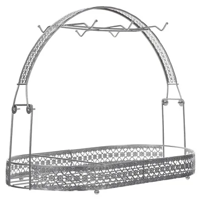 Wrought Iron Coffee Mug Holder Rack Tea Set Stand Dishes Organizer Drainer • £14.71