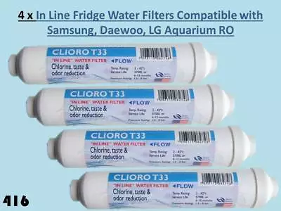 4x Inline Fridge Water Filters For LG Samsung Daewoo GE Beko & Aquariums • £16.99