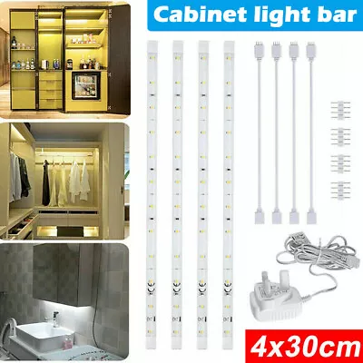 £11.99 • Buy 4PCS LED Strip Kitchen Under Cabinet Lighting Kit Shelf Counter Closet Light Set