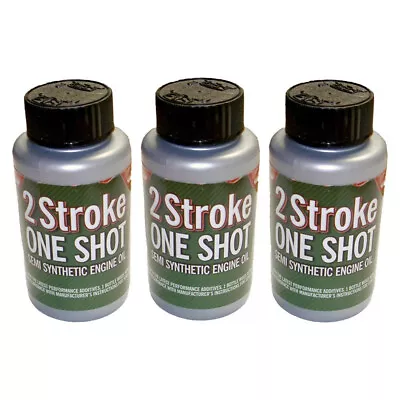 3 X Two (2) Stroke Oil One Shot Bottles 50:1 Mix Ideal For  Chainsaw & Strimmers • £7