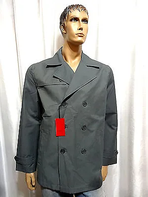 Mens Lightweight Grey Slim Fit Double Breasted Pea Coat Size L Alfani RED • $21.49