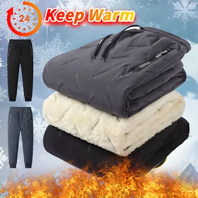 Men Winter Fleece Lined Waterproof Thermal Trouser Athletic Joggers Warm Pants • £13.66