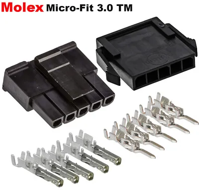  Molex Single Row 5 Pin Male & Female Housing W/ Pins 20-24 AWG Micro-Fit 3.0™ • $7.25