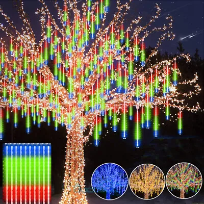 144 Luces Solares Led Lluvia De Meteoros Árbol De Lluvia Luz De Cadena Jardin • $15.69