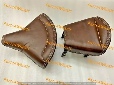 Fit For Royal Enfield Ariel Triumph BSA Lycett Brown Leather Front & Rear Seat • $158.42