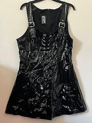 Vintage Lip Service Shiny PVC Vinyl  Adjustable  Strap Zipper Dress Size 2X • $79.99