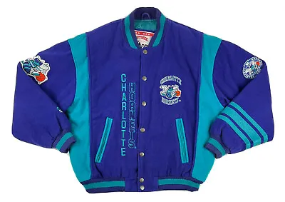 $289.99 • Buy Vintage Charlotte Hornets 90s Varsity Starter Jacket Nutmeg NBA Patch Sewn Sz L
