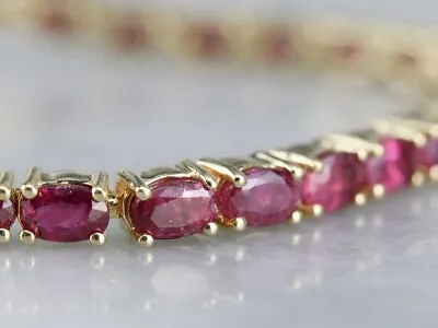8CT Oval Cut Lab-Created Pink Tourmaline Bracelet For Women 14K Yellow Gold Over • $149.39