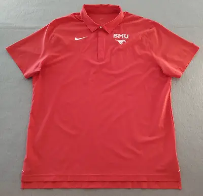 Nike Dri-Fit Polo Shirt Short Sleeve Red SMU Mustangs Log Pullover Size 2XL • $15.99