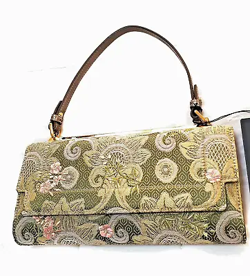 $95 • Buy Jim Thompson Green Embroidered Gold Silk Party Handbag New TH5