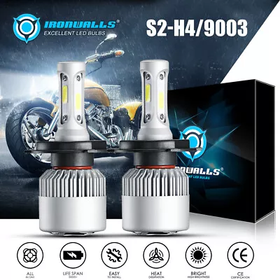 2x H4 9003 LED Headlights Bulbs High Low Beam 6000K For Motorcycle Bike Headlamp • $22.99