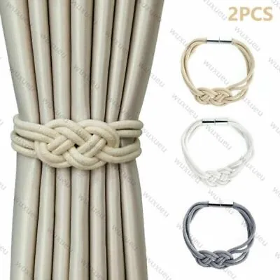 2X Strong Magnetic Curtain Tie Backs Buckle Clips Hold Backs Rope Tiebacks Home • £7.99