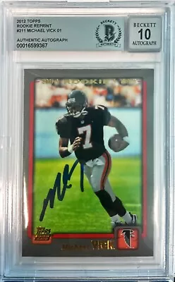 Michael Vick - Bgs 10 Auto Rookie Card -   2012 Topps Rookie Reprint      *90 • $54.99