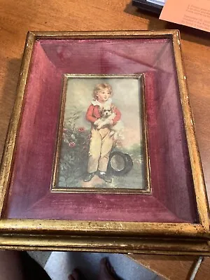 Victorian Boy With Dog Italy DEVIS Felt Lined Framed Under Glass Master Simpson • $125